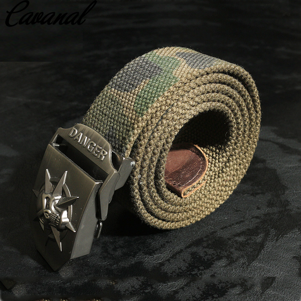 

camouflage canvas belt skull army green tactical belt outdoor men's training sports belts140cm, Black;brown