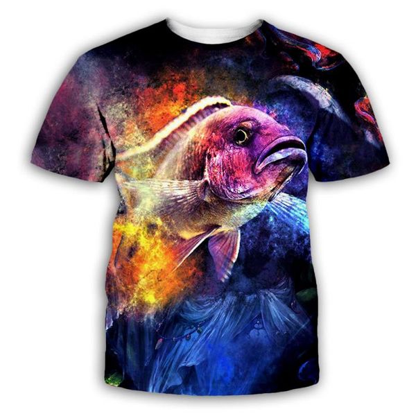 

2020 fashion men s luxury mens designer t shirts t shirt tshirt personality colour fish 3d printer mens clothes clothing tee shirt, White;black