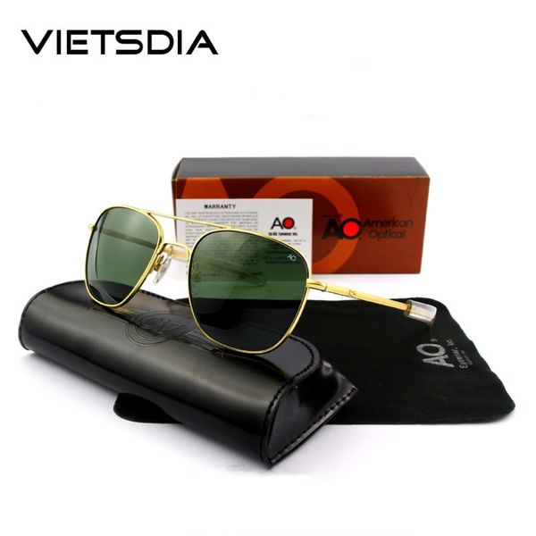 

ao pilot sunglasses army military 2019 men brand designer american optical glass lens sun glasses oculos de sol masculino uv400 y200420, White;black