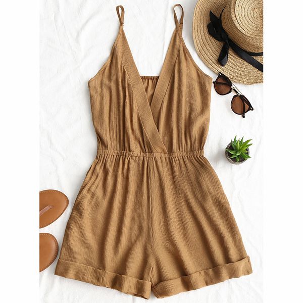 

cross front rolled up hem romper women rompers solid jumpsuit summer short overalls jumpsuit female girl cotton playsuit, Black;white