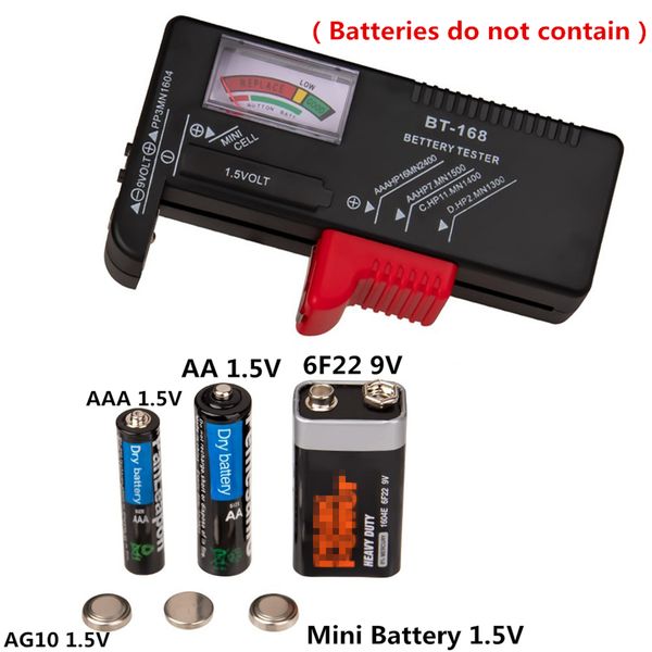 

bt-168 digital battery tester volt checker for 9v 1.5v button cell rechargeable 3a 2a c d universal small batteries test