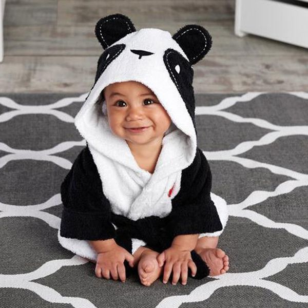 

bath towel blanket bathrobe night gown hooded wrap cute panda for children baby yh-17, White