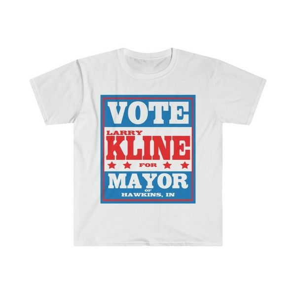 

vote larry kline for mayor white t shirt ( fan humor, nerd, White;black