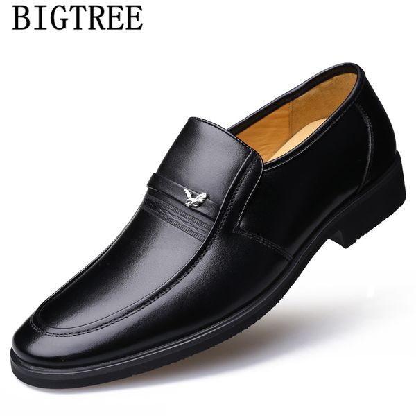 

mens office shoes leather business shoes men classic coiffeur loafers men formal luxury italian brand chaussure homme bona, Black
