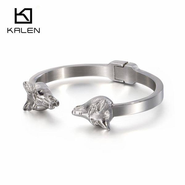 

hip hop открытие манжету wolf bangle мужская нержавеющей стали золото / серебро punk животных viking wolf charm браслет ювелирных изделий, Black