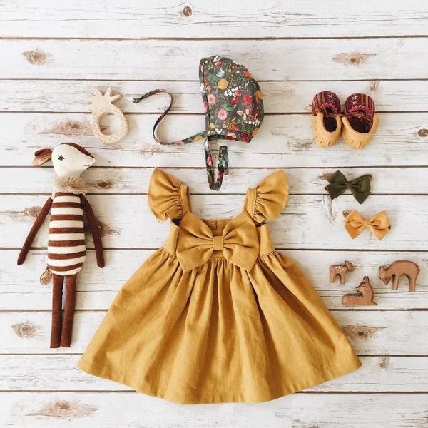 

pudcoco платье девушки 6m-4y симпатичные малышей kid baby girl одежда принцесса пром bowknot пачка летнее платье, Red;yellow