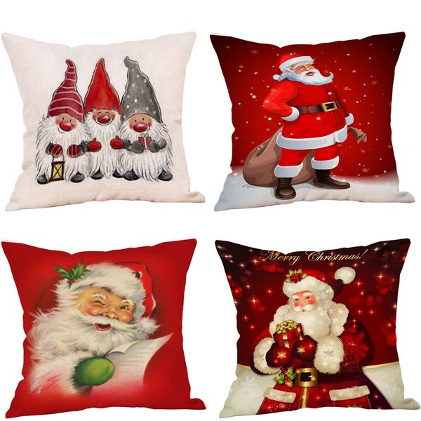 

4pc merry christmas pillow cases cotton linen sofa cushion cover home decor sofa home decor decoration decorative pillowcase