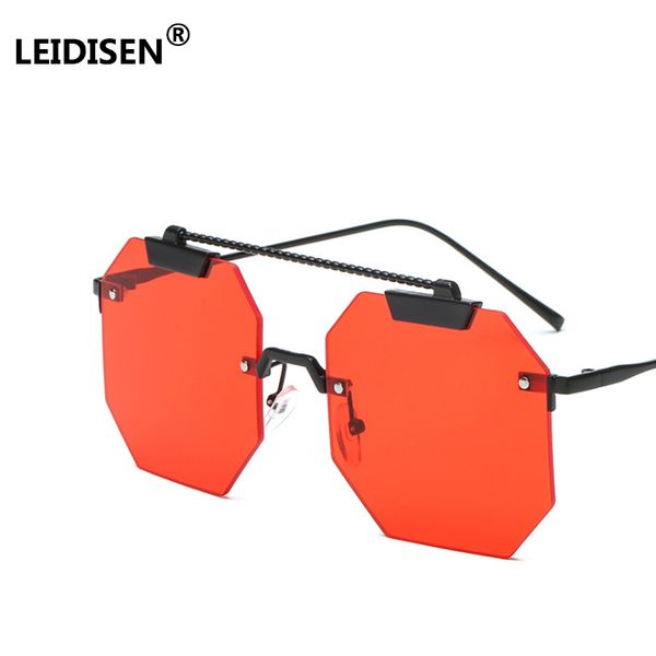 

leidisen rimless oversized sunglasses men women big frame square sun glasses male female brand vintage shades polygon eyewear, White;black