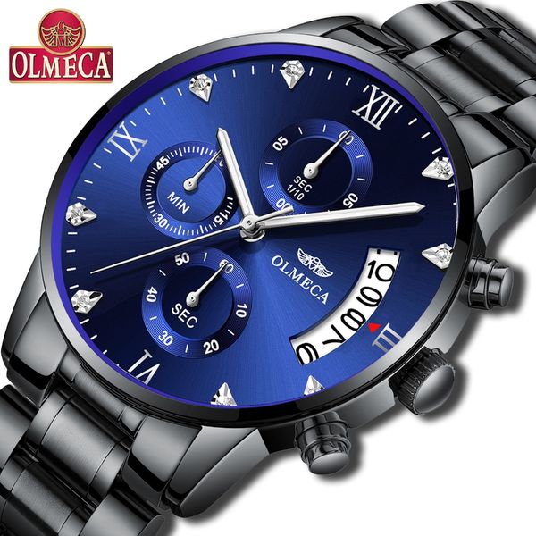 

olmeca brand watch relogio masculino sport style quartz stainless steel clock men's watches luxury waterproof fashion watch, Slivery;brown