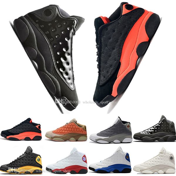

13 13s cap and gown mens basketball shoes atmosphere grey terracotta blush cat black infrared flints bred chicago men sports sneakers us7-13, White;red