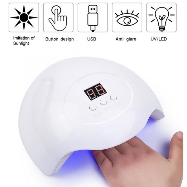 

36w intelligent uv led lamp 30s/60s/90s auto sensor tools nail gel polish dryer dual light source manicure curing machine