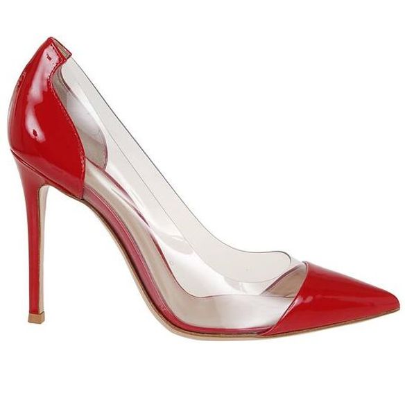 

dress shoes moraima snc transparent pvc patchwork high heels pointed toe woman stiletto slip on thin shoe, Black