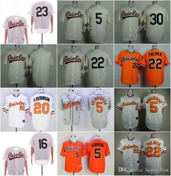 

Cheap Baltimore Blank 5 ROBINSON 16 CHEN 20 F.ROBINSON 22 PALMER 23 30 TILLMAN White Orange Retro Baseball News Shirt Stitched