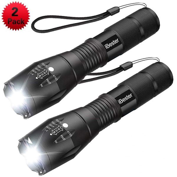 

tactical flashlight, ir 1600 lumens cree xml-t6 led taclight, portable, zoomable, 5 modes, perfect for camping