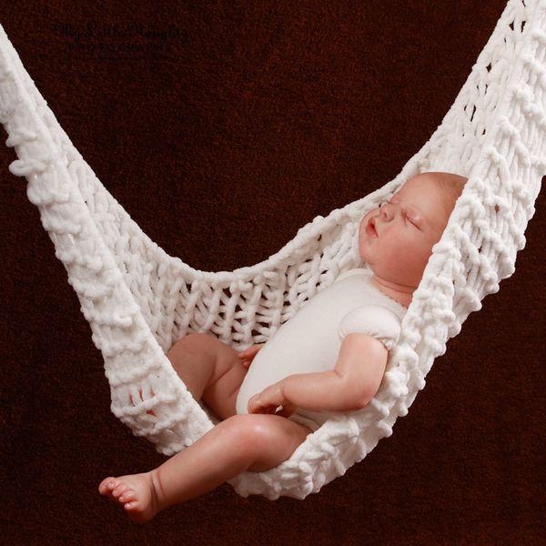 

portable crochet hammock home pgraphy props knitted newborn infant costume toddler indoor parachute hammocks gadget