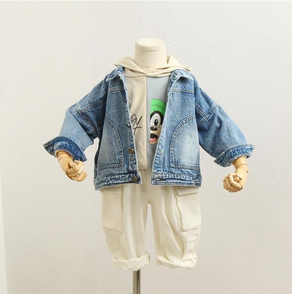 

2020 new wholesale boys girls denim coat spring full sleeve kids jacket 2-7t hj590, Blue;gray