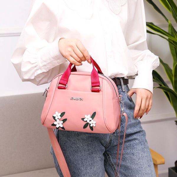 

2020 new nylon crossbody bag for women shoulder bag floral pattern zipper purse ladies hand