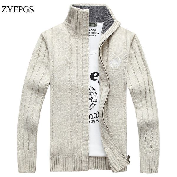 

zyfpgs new autumn mens sweaters 2018 casual slim cardigan men's knitwear korean jacket male knit pullover solid sweatercoat 921, White;black