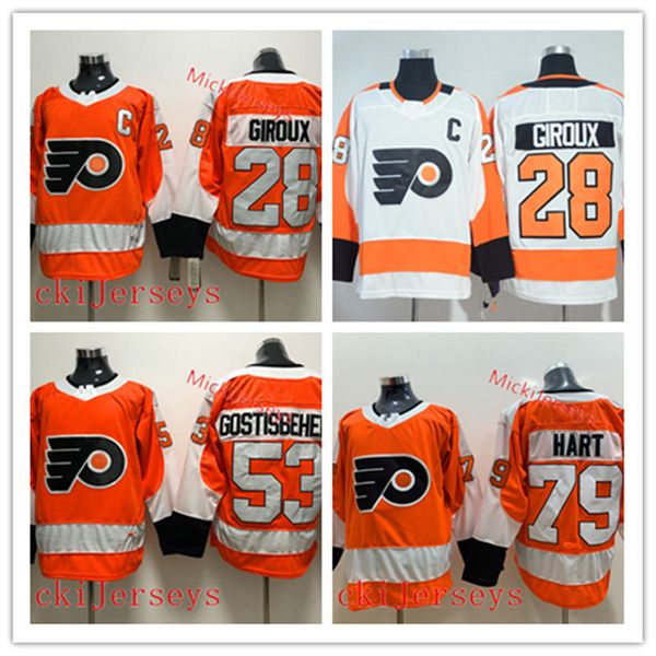 

youth philadelphia flyers claude giroux jersey kids #53 shayne gostisbehere #79 carter hart philadelphia flyers 2019 stadium series jersey, Black;red