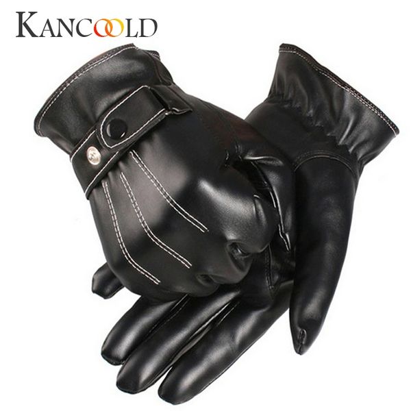 

kancoold gloves mens luxurious pu leather winter super driving warm gloves cashmere casual men 2018nov23, Blue;gray