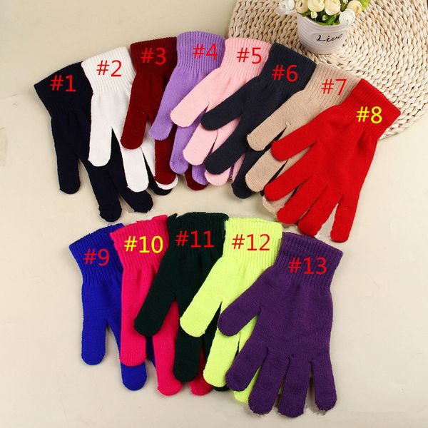 

winter knitted gloves men women full finger glove magic knitting mittens candy color outdoor warm gloves windproof thick glove mitts, White