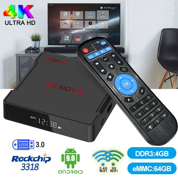 

magicsee n5 nova rk3318 android 9.0 tv box 2gb 4gb ram 16gb / 32gb / 64gb rom dual wifi 2.4g + 5в bt4.0 x96