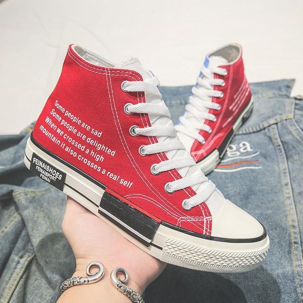 

joker color matching mandarin duck student board shoes new ins harajuku high-canvas shoes for men and women lovers korean fashion, Black