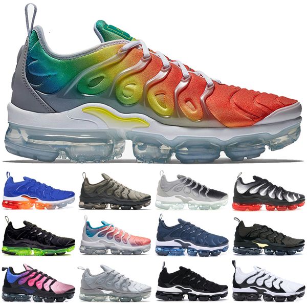 

rainbow tn plus triple black wolf grey mens womens running shoes brand new bumblebe men designer shoes shark tooth sport sneakers