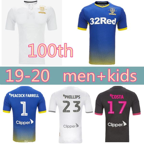 

19 20 leeds united centenary soccer jersey 2019 2020 harrison home nketiah costa man + kids 100th anniversary kit football shirts uniform, Black;yellow