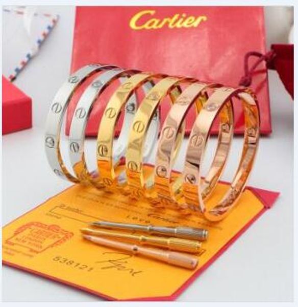 

fashion new cartier rose gold 316l stainless steel screw bangle love bracelet with screwdriver and original box screws never lose, White