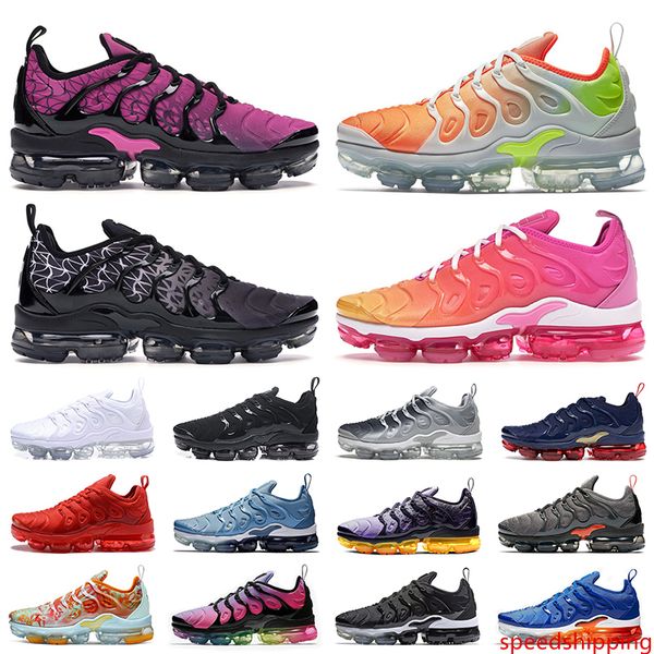 

2019 tn plus cushions running shoes sunset geometric triple black white grey red silver mens womens sports kids designer sneakers nik
