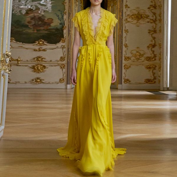 

2019 продвижение нового прибытия vestidos mujer vadim женщины платье летнее платье дамы показать catwalk высокого качества шифоновое maxi же, Black;pink