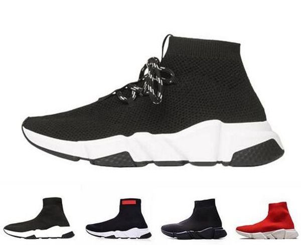 

lace-up luxury designer casual sock shoes lace up speed trainer black red triple black brand fashion socks trainer sports sneakers