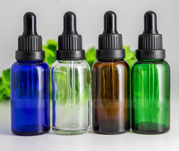 

amber clear green blue glass dropper bottle 30cc 30ml pipette dropper vial 1oz glass sample container with black cap
