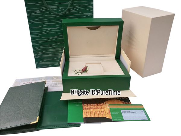 

new classic green wooden original watch box certificate card wallet green leather gift paper bag daydate sub 116618 rollie puretime 5ac3, Black;blue