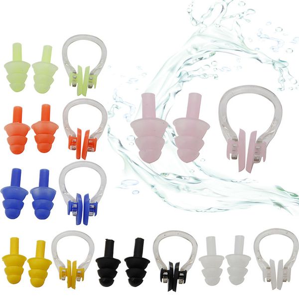 

brand new waterproof soft silicone swimming set soft nose clip + ear plug earplug tool