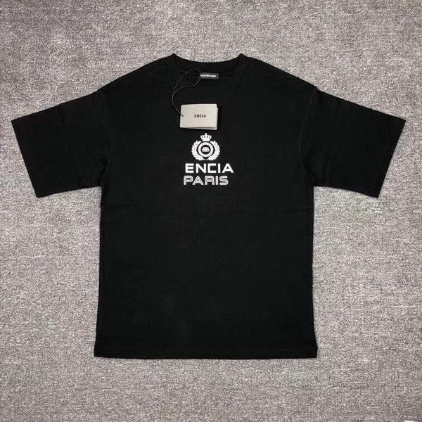 

19ss luxury european letter printed short sleeve t-shirt ретро свободные повседневные хлопчатобумажные футболки мужчины женщины пары дизайне, White;black