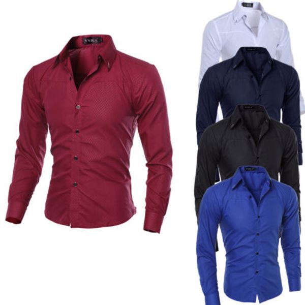

men's slim fit casual shirt long sleeve business formal dress shirts male spring autumn clothing, White;black