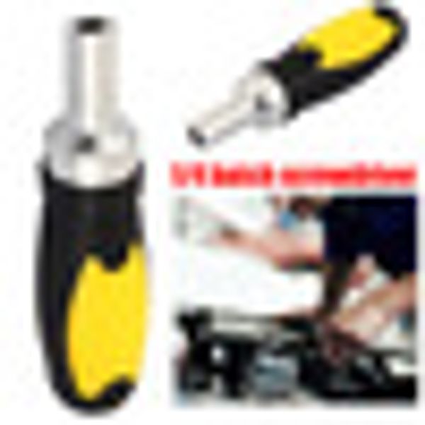 

ratchet wrench screwdriver quick spanner black yellow 1/4 repair multi function hand tools metal hexagonal portable practical