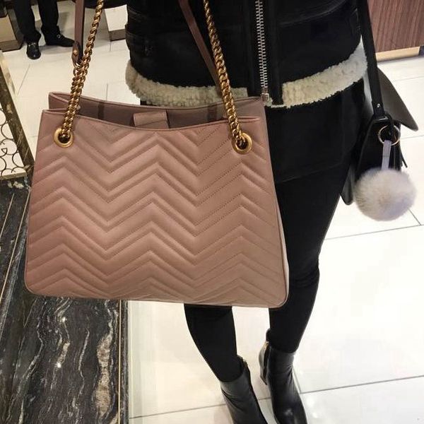 

new leather lady's handbag,italian cowhide,chain shoulder strap adjustable,36cm high capacity shopping bag,wavy handbags,marmont bag 45