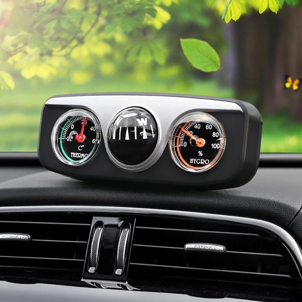 

3 in 1 guide ball auto boat vehicles navigation compass thermometer hygrometer decoration ornaments car interior accessories