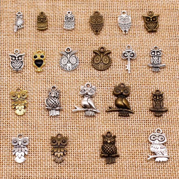 

50 pieces supplies for jewelry materials animal little owl hj082, Bronze;silver