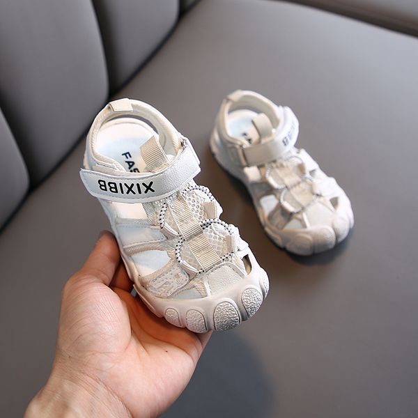 

children's anti-collision sandals boys girls new summer flying woven mesh casual sandals toddler infant comfortable flat shoes, Black;red
