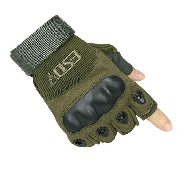 

outdoor camping tactical half-cut gloves training cycling slippery wearing sports of hunting climbing combat half -finger gloves, Black
