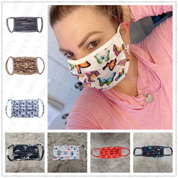 

women men masks washable silk fiber face mask printing dustproof cycling sports mouth nose cover breathable masks stock d42301