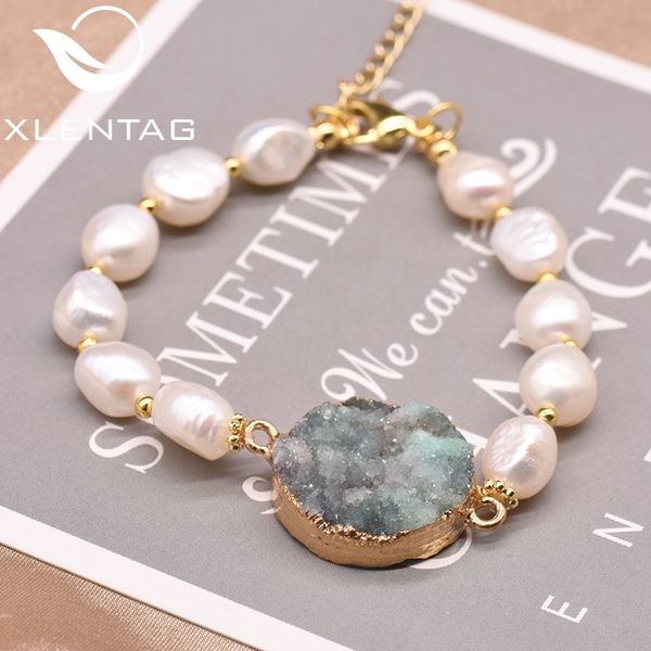 

xlentag handmade original design natural crystal white baroque pearl bracelet for women girl lovers' engagement birthday gb0186b, Black