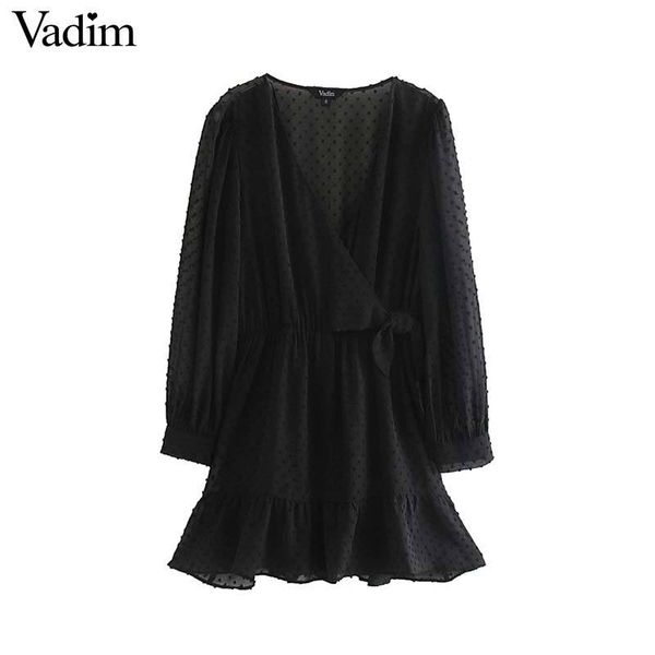 

vadim women sweet chiffon black mini dress elastic waist bow tie sashes long sleeve female casaul elegant dresses vestidos kb171, Black;gray