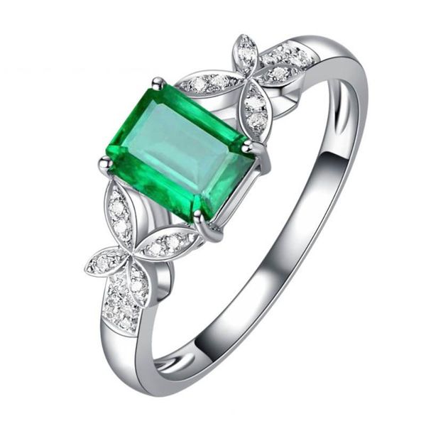 

new design women engagement jewelry 18k gold diamond ring 0.7ct green emerald natural gemstone jewelry, Golden;silver