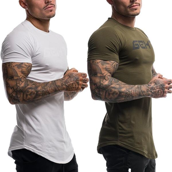 

brand mens bodybuilding t -shirt men cotton gyms t -shirt o -neck short sleeve tshirts casual slim fit tees elegant size m-3xl, White;black