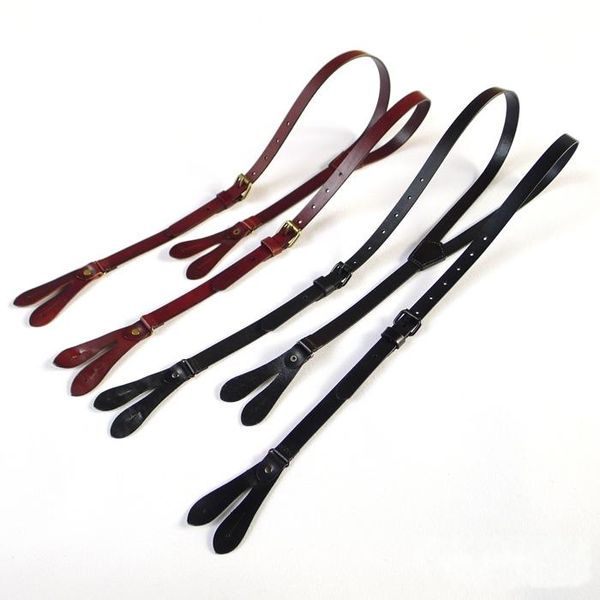 

cowhide suspender genuine leather suspender button ing, Black;white